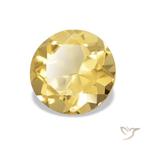 1.24 ct Yellow Citrine Stone, Natural Citrine in Round Facet Shape for Sale