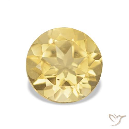 1.10 ct Yellow Citrine Gemstone, Citrine Gem in Round Facet Shape for Sale.