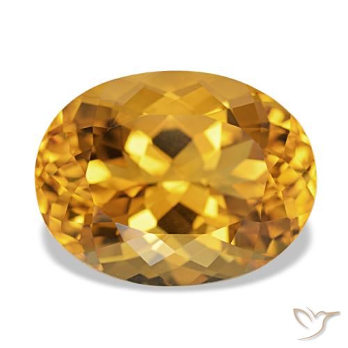 10.47 ct Golden Citrine Gemstone, Citrine Gem in Oval Facet Shape for Sale.