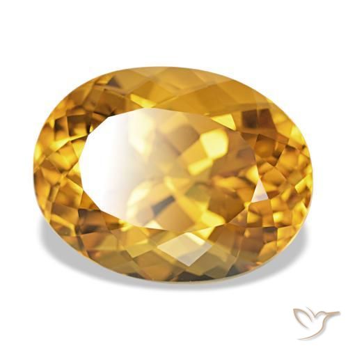 10.47 ct Golden Citrine Stone, Natural Citrine in Oval Facet Shape for Sale