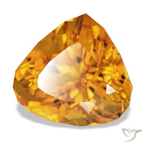 14.77 ct Golden Citrine Stone, Natural Citrine in Pear Facet Shape for Sale