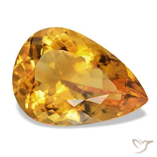 14.17 ct Golden Citrine Stone, Natural Citrine in Pear Facet Shape for Sale