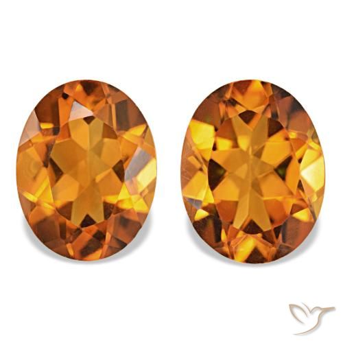 3.37 ctw Orange Citrine Gemstones, Citrine Gems in Oval Facet Shape for Sale.