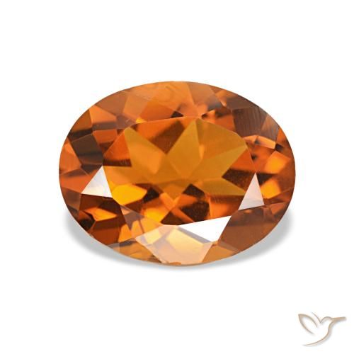 1.62 ct Orange Citrine Gemstone, Citrine Gem in Oval Facet Shape for Sale.