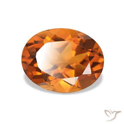 1.62 ct Orange Citrine Stone, Natural Citrine in Oval Facet Shape for Sale