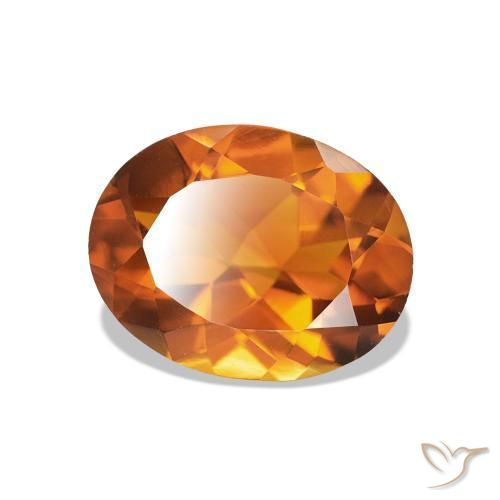 1.53 ct Orange Citrine Stone, Natural Citrine in Oval Facet Shape for Sale