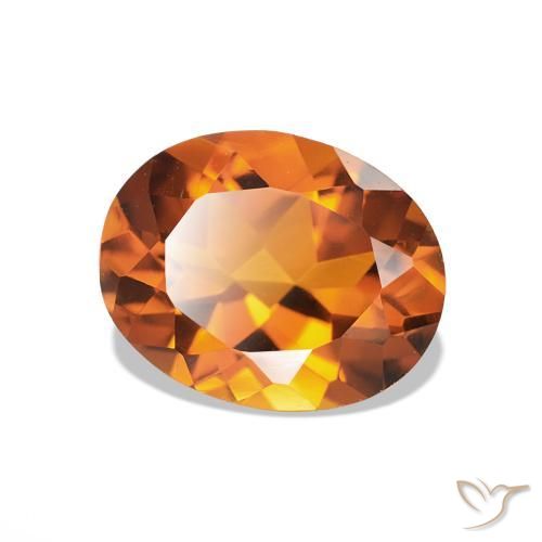1.55 ct Orange Citrine Stone, Natural Citrine in Oval Facet Shape for Sale