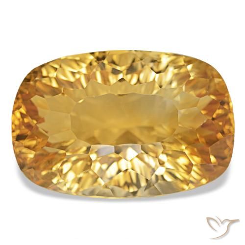 34.89 ct Golden Citrine Gemstone, Citrine Gem in Cushion Concave Cut Shape for Sale.