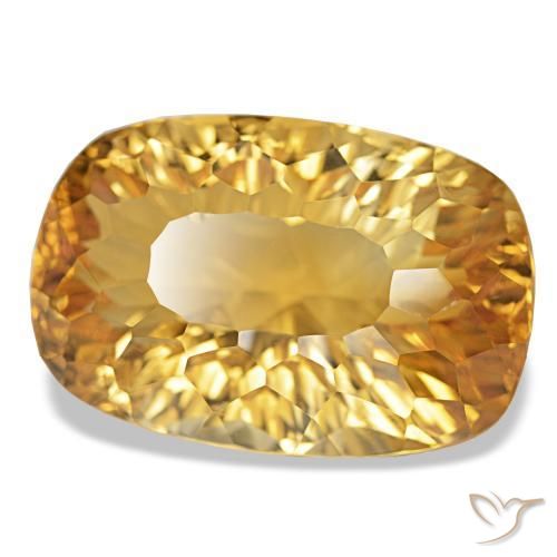 34.89 ct Golden Citrine Stone, Natural Citrine in Cushion Concave Cut Shape for Sale