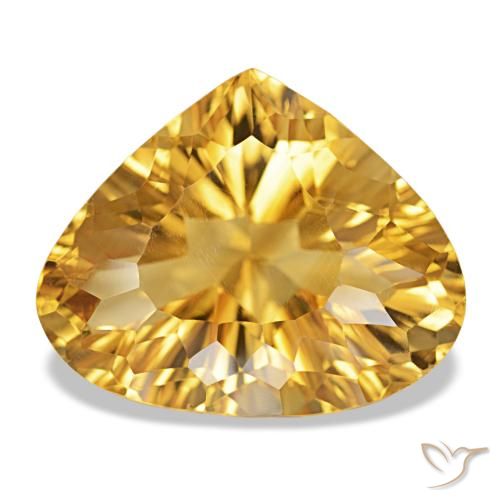 12.50 ct Golden Citrine Gemstone, Citrine Gem in Pear Concave Cut Shape for Sale.