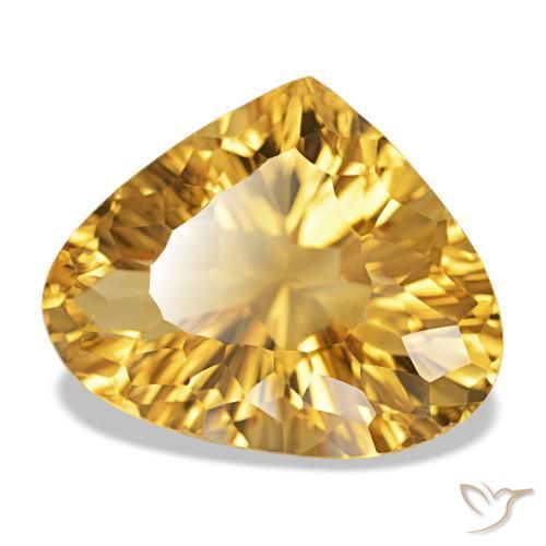 12.50 ct Golden Citrine Stone, Natural Citrine in Pear Concave Cut Shape for Sale