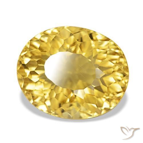 14.32 ct Yellow Citrine Stone, Natural Citrine in Oval Concave Cut Shape for Sale
