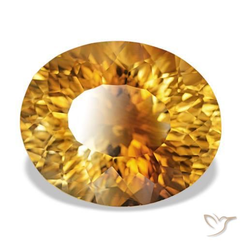 17.30 ct Golden Citrine Stone, Natural Citrine in Oval Concave Cut Shape for Sale