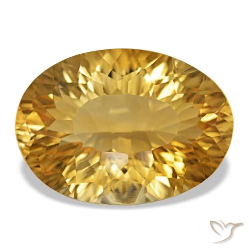 12.48 ct Golden Citrine Gemstone, Citrine Gem in Oval Concave Cut Shape for Sale.
