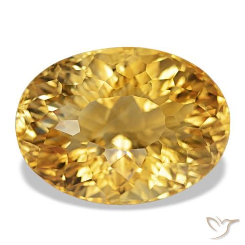 22.18 ct Golden Citrine Gemstone, Citrine Gem in Oval Concave Cut Shape for Sale.
