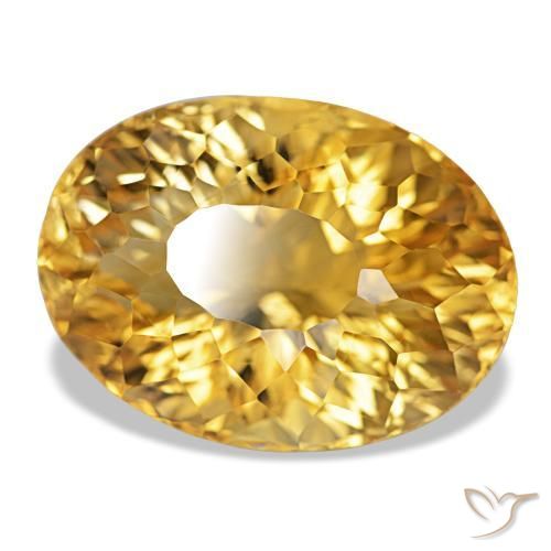 22.18 ct Golden Citrine Stone, Natural Citrine in Oval Concave Cut Shape for Sale