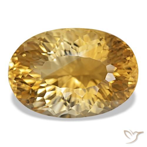 18.93 ct Golden Citrine Gemstone, Citrine Gem in Oval Concave Cut Shape for Sale.