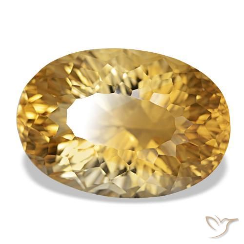 18.93 ct Golden Citrine Stone, Natural Citrine in Oval Concave Cut Shape for Sale
