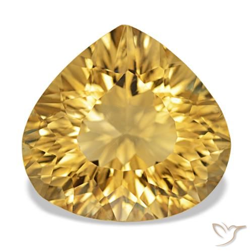 11.30 ct Golden Citrine Gemstone, Citrine Gem in Pear Concave Cut Shape for Sale.