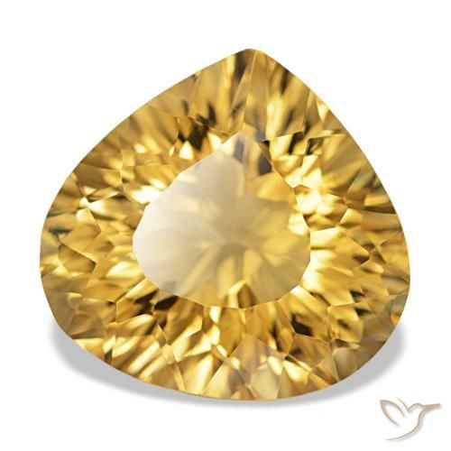 11.30 ct Golden Citrine Stone, Natural Citrine in Pear Concave Cut Shape for Sale