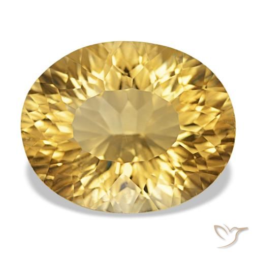 12.05 ct Golden Citrine Gemstone, Citrine Gem in Oval Concave Cut Shape for Sale.