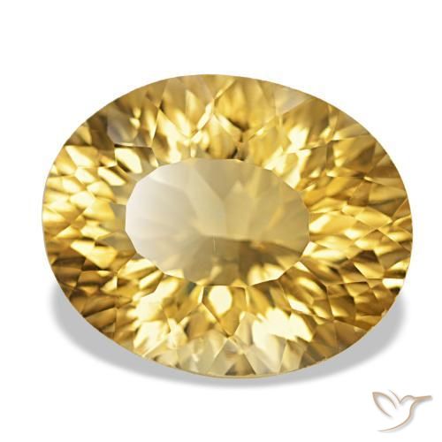 12.05 ct Golden Citrine Stone, Natural Citrine in Oval Concave Cut Shape for Sale