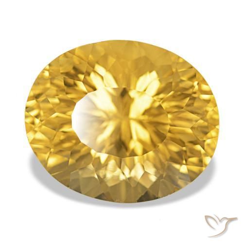 11.90 ct Golden Citrine Stone, Natural Citrine in Oval Concave Cut Shape for Sale