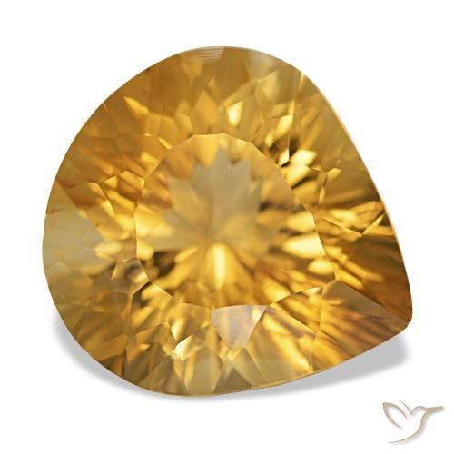 9.10 ct Golden Citrine Stone, Natural Citrine in Pear Concave Cut Shape for Sale