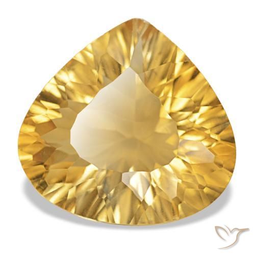 11.94 ct Golden Citrine Stone, Natural Citrine in Pear Concave Cut Shape for Sale