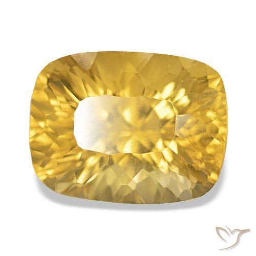 10.40 ct Golden Citrine Stone, Natural Citrine in Cushion Concave Cut Shape for Sale