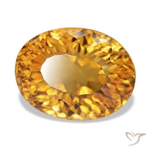 13.10 ct Golden Citrine Stone, Natural Citrine in Oval Concave Cut Shape for Sale