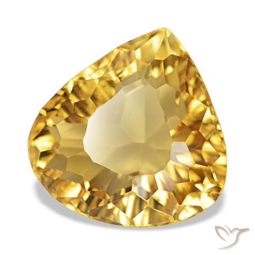 8.73 ct Golden Citrine Stone, Natural Citrine in Pear Concave Cut Shape for Sale