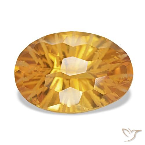 9.31 ct Golden Citrine Gemstone, Citrine Gem in Oval Concave Cut Shape for Sale.