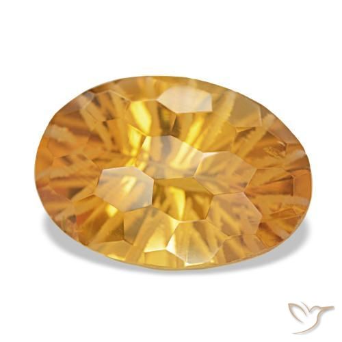 9.31 ct Golden Citrine Stone, Natural Citrine in Oval Concave Cut Shape for Sale