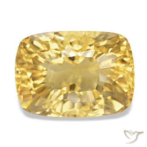 14.36 ct Yellow Citrine Gemstone, Citrine Gem in Cushion Concave Cut Shape for Sale.