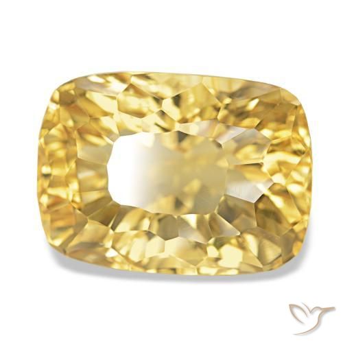 14.36 ct Yellow Citrine Stone, Natural Citrine in Cushion Concave Cut Shape for Sale