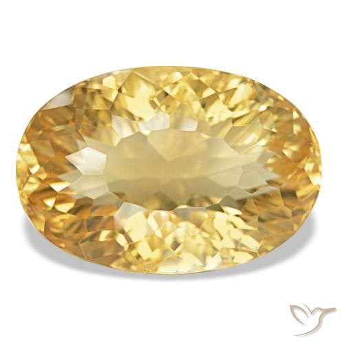 18.74 ct Golden Citrine Gemstone, Citrine Gem in Oval Concave Cut Shape for Sale.