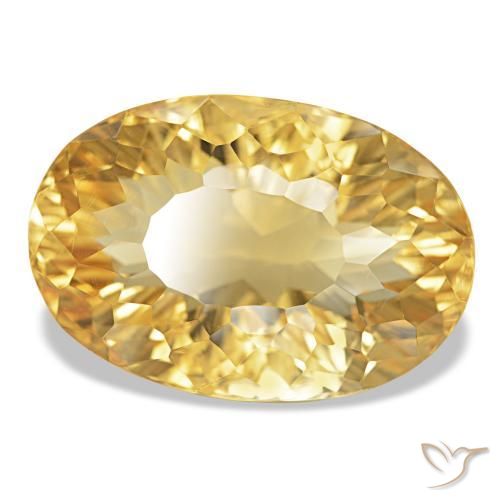 18.74 ct Golden Citrine Stone, Natural Citrine in Oval Concave Cut Shape for Sale