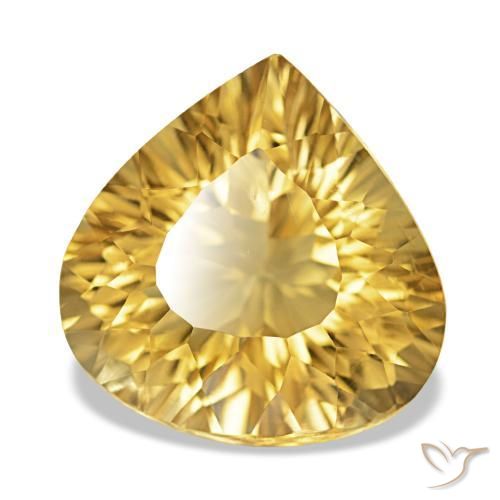 10.18 ct Golden Citrine Stone, Natural Citrine in Pear Concave Cut Shape for Sale