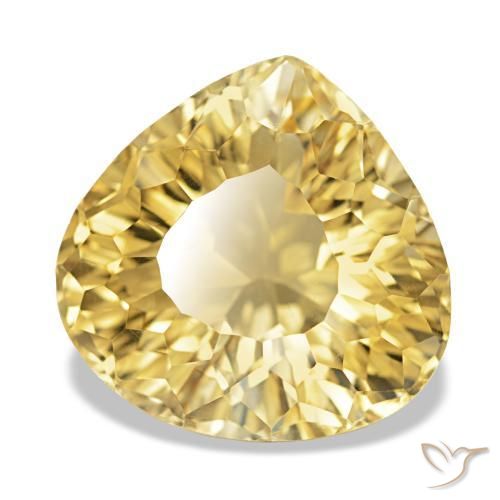 12.31 ct Yellow Citrine Stone, Natural Citrine in Pear Concave Cut Shape for Sale
