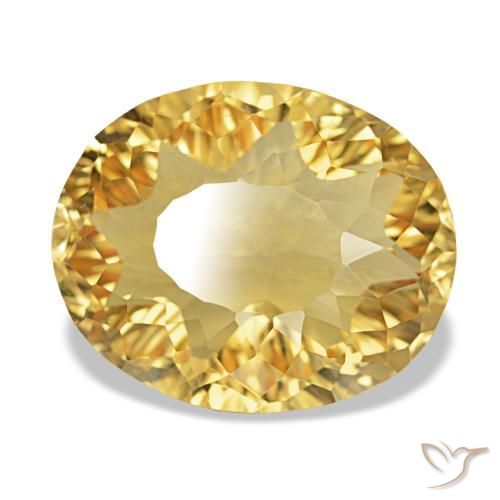 11.50 ct Golden Citrine Stone, Natural Citrine in Oval Concave Cut Shape for Sale