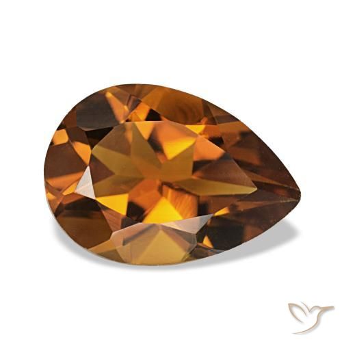 1.90 ct Orange Citrine Stone, Natural Citrine in Pear Facet Shape for Sale