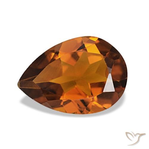 1.61 ct Orange Citrine Gemstone, Citrine Gem in Pear Facet Shape for Sale.