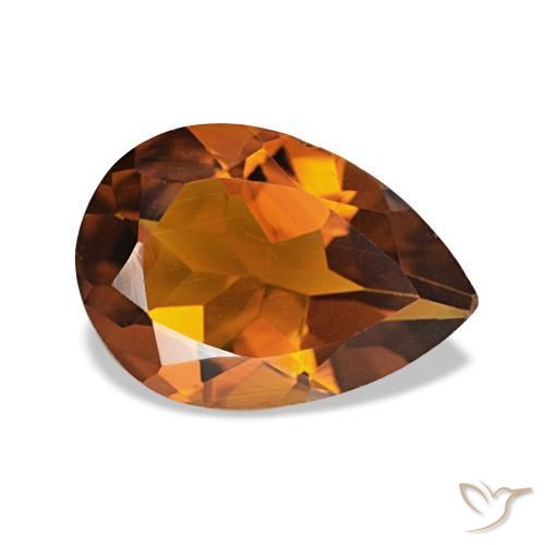 1.61 ct Orange Citrine Stone, Natural Citrine in Pear Facet Shape for Sale