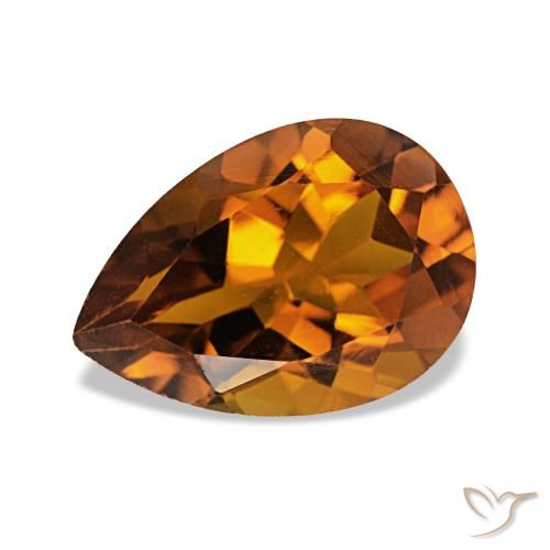 1.88 ct Orange Citrine Gemstone, Citrine Gem in Pear Facet Shape for Sale.