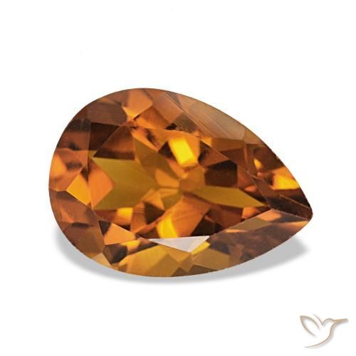 1.88 ct Orange Citrine Stone, Natural Citrine in Pear Facet Shape for Sale