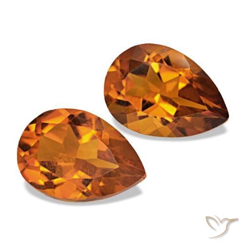 3.38 ctw Orange Citrine Stones, Natural Citrine in Pear Facet Shape for Sale