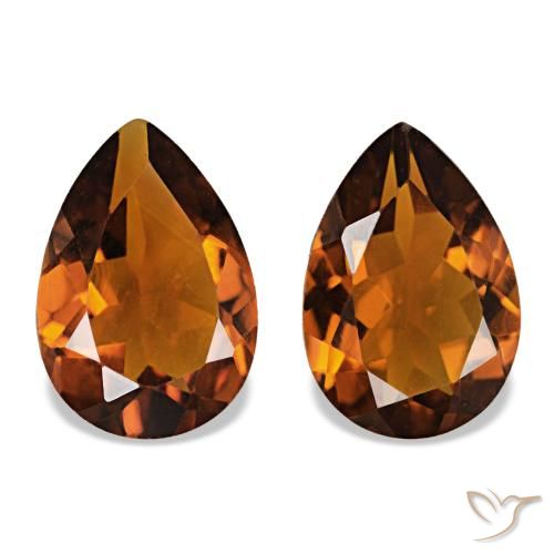 3.05 ctw Orange Citrine Gemstones, Citrine Gems in Pear Facet Shape for Sale.