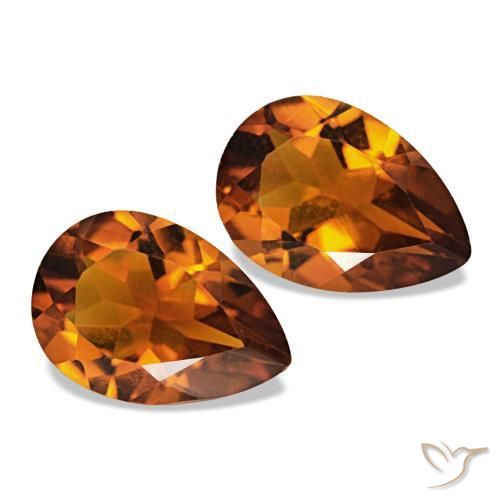 3.48 ctw Orange Citrine Stones, Natural Citrine in Pear Facet Shape for Sale