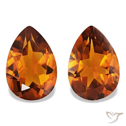 3.32ctw Medium Dark-Orange Citrine, Pear Shape, VS